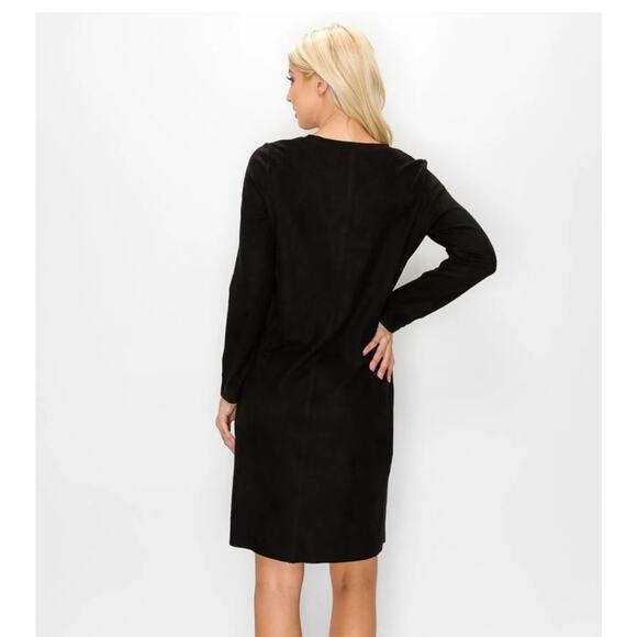 JOH Aurora Black Long Sleeve Suede Dress - Picture 4 of 12